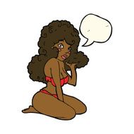 cartoon pin up girl with speech bubble N8