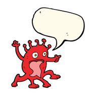 cartoon weird little alien with speech bubble N16