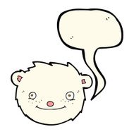 cartoon polar bear head with speech bubble N7