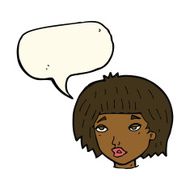 cartoon bored looking woman with speech bubble N8