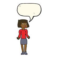 cartoon woman shrugging shoulders with speech bubble N316