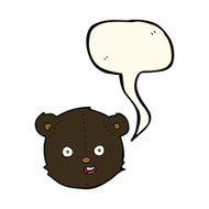cartoon black teddy bear head with speech bubble N4