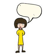 cartoon curious woman with speech bubble N37