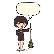 cartoon pretty witch girl with speech bubble N7