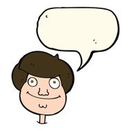cartoon happy boy's face with speech bubble N13