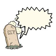 cartoon spooky grave with speech bubble N11