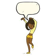 cartoon pretty woman dancing with speech bubble N15