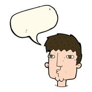 cartoon curious man with speech bubble N43