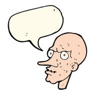 cartoon evil old man with speech bubble N13