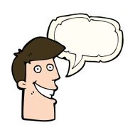 cartoon grinning man with speech bubble N52