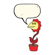 cartoon monster flower with speech bubble N8