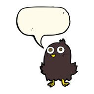 funny cartoon bird with speech bubble N86