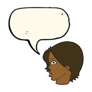 cartoon staring woman with speech bubble N35