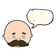 cartoon bald man with mustache speech bubble N11