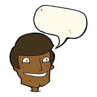 cartoon grinning man with speech bubble N53