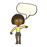 cartoon surprised woman with speech bubble N162