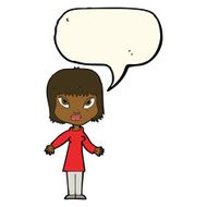 cartoon woman with open arms speech bubble N70