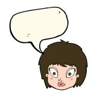 cartoon surprised female face with speech bubble N44