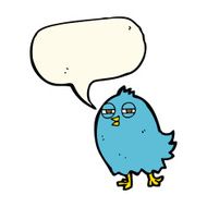funny cartoon bird with speech bubble N88