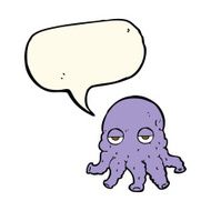 cartoon alien squid face with speech bubble N22
