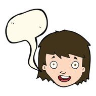 cartoon happy female face with speech bubble N120