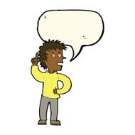 cartoon boy with idea speech bubble N52