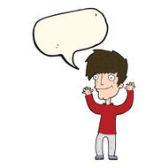 cartoon man waving arms with speech bubble N7