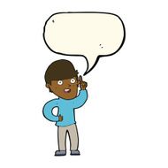cartoon boy with idea speech bubble N55