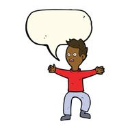 cartoon man panicking with speech bubble N36