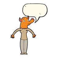 cartoon friendly fox woman with speech bubble N4