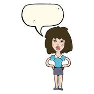 cartoon tough woman with speech bubble N7