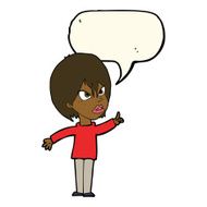 cartoon woman arguing with speech bubble N7