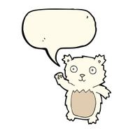 cartoon waving polar bear cub with speech bubble N30