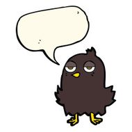 cartoon bored bird with speech bubble N8