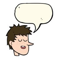 cartoon happy boy face with speech bubble N32