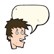 cartoon happy boy face with speech bubble N33
