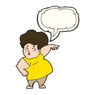 cartoon happy overweight lady with speech bubble N7