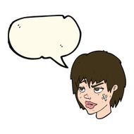 cartoon woman with plaster on face speech bubble N13