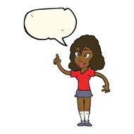 cartoon pretty woman with idea speech bubble N49