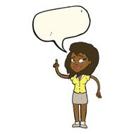 cartoon pretty woman with idea speech bubble N50