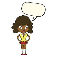 cartoon pretty woman with speech bubble N174