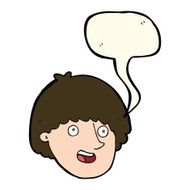 cartoon happy male face with speech bubble N13