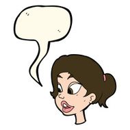 cartoon friendly woman with speech bubble N47