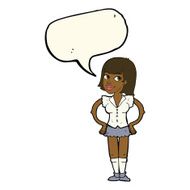 cartoon woman with hands on hips speech bubble N144