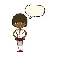 cartoon woman with hands on hips speech bubble N145