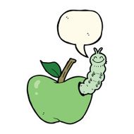 cartoon apple with bug speech bubble N18