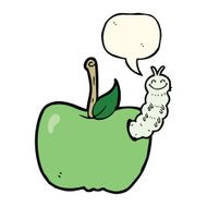 cartoon apple with bug speech bubble N19