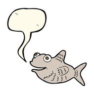 cartoon happy fish with speech bubble N15