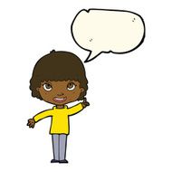 cartoon woman with idea speech bubble N158
