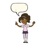 cartoon woman with idea speech bubble N159